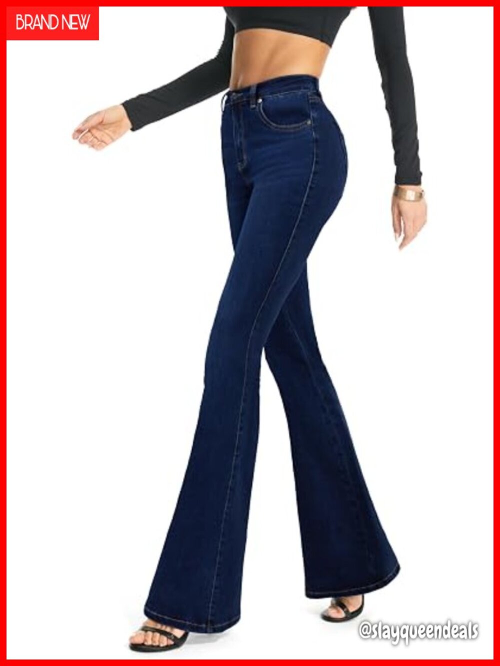 High Rise Bootcut Flare Denim Jeans Curvy Stretchy Cotton